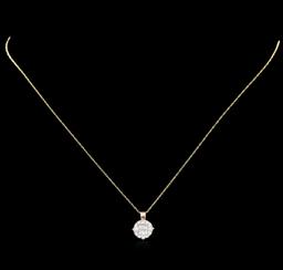 0.40 ctw Diamond Pendant With Chain - 14KT Rose Gold