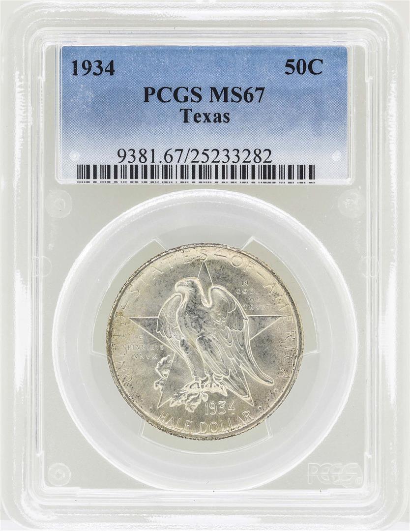 1934 Texas Commemorative Half Dollar Coin PCGS MS67