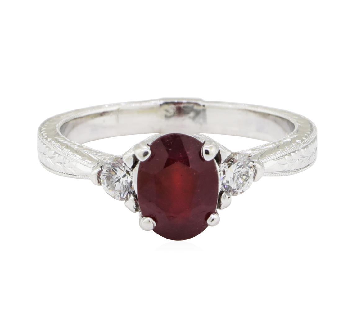 2.40 ctw Ruby and Diamond Ring - 18KT White Gold