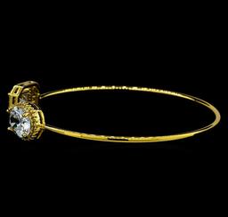 CZ Open Bangle Bracelet - Gold Plated