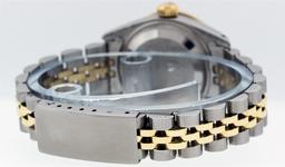 Rolex Ladies 2 Tone 14K MOP Sapphire & Pyramid Diamond Datejust Wriswatch