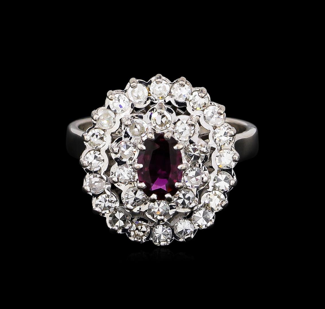 0.78 ctw Purple Sapphire and Diamond Ring - 10KT White Gold