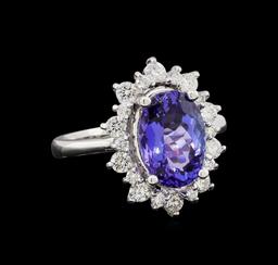 14KT White Gold 3.44 ctw Tanzanite and Diamond Ring