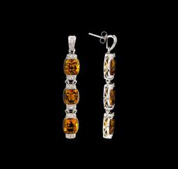 Crayola 15.60 ctw Citrine and White Sapphire Earrings - .925 Silver