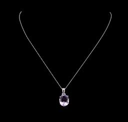 Crayola 7.90 ctw Pink Amethyst Pendant With Chain - 14K White Gold