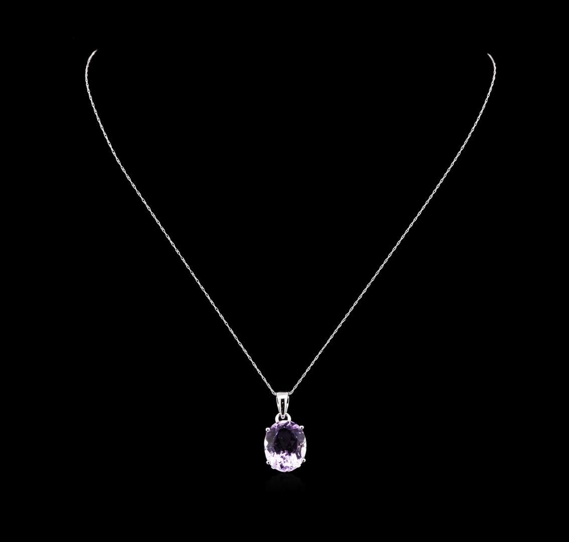 Crayola 7.90 ctw Pink Amethyst Pendant With Chain - 14K White Gold