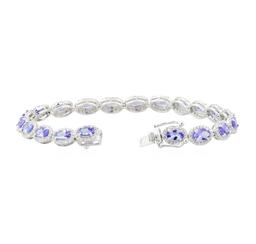 7.57 ctw Tanzanite and Diamond Bracelet - 18KT White Gold