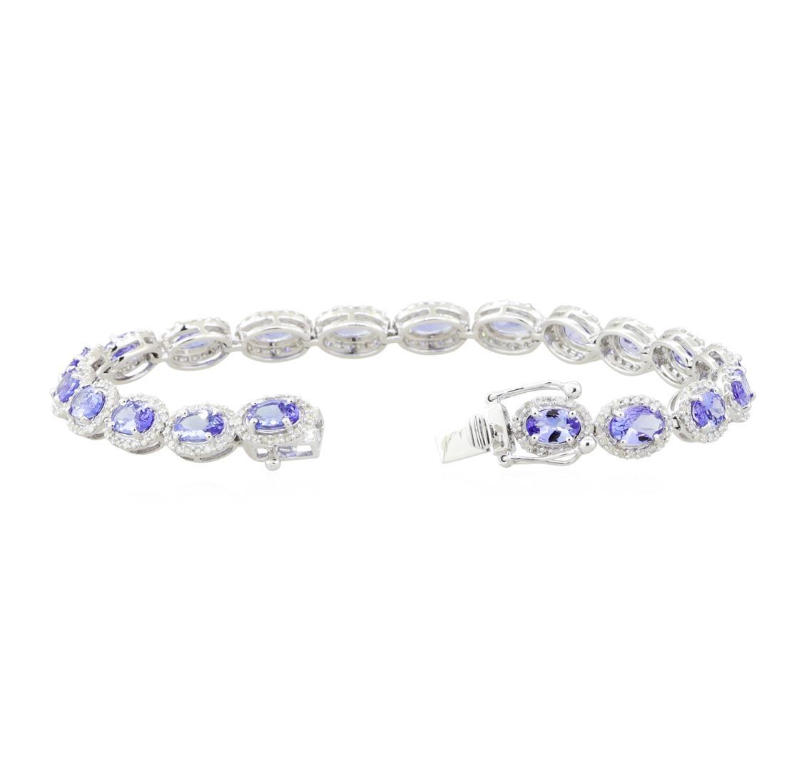 7.57 ctw Tanzanite and Diamond Bracelet - 18KT White Gold