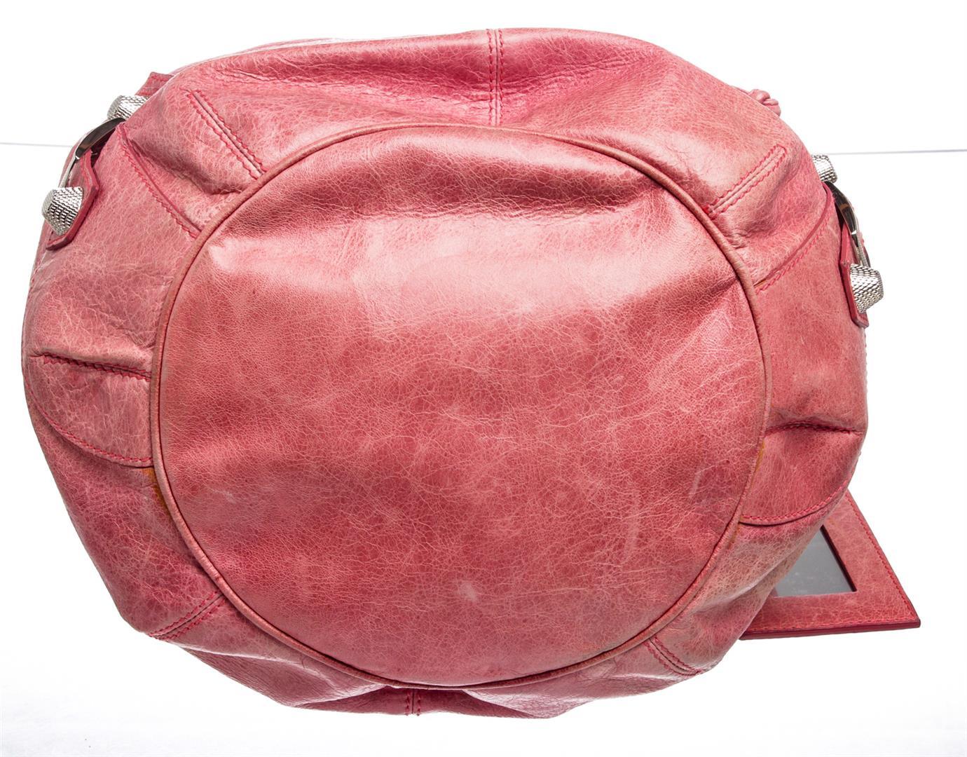 Balenciaga Pink Anthracite Leather Giant 21 PomPom Bag