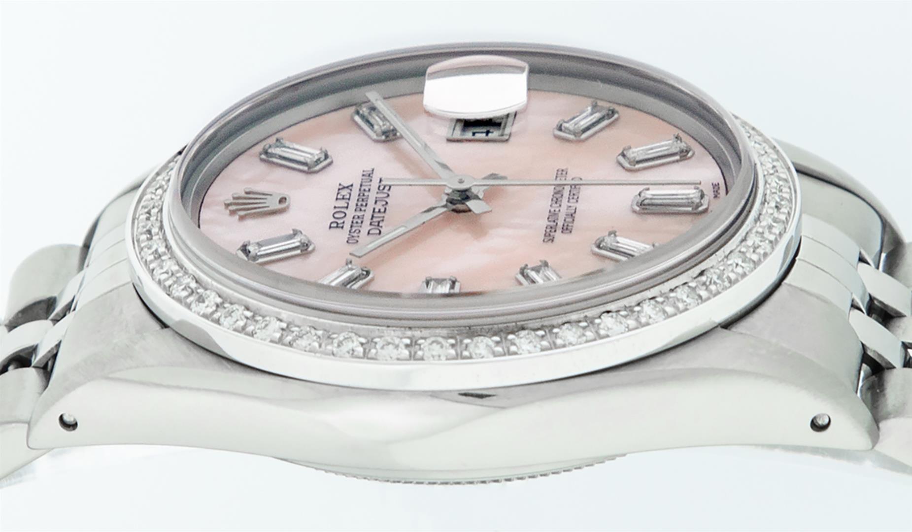 Rolex Mens Stainless Steel Baguette Diamond 36MM Datejust Wristwatch