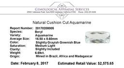6.69 ct.Natural Cushion Cut Aquamarine