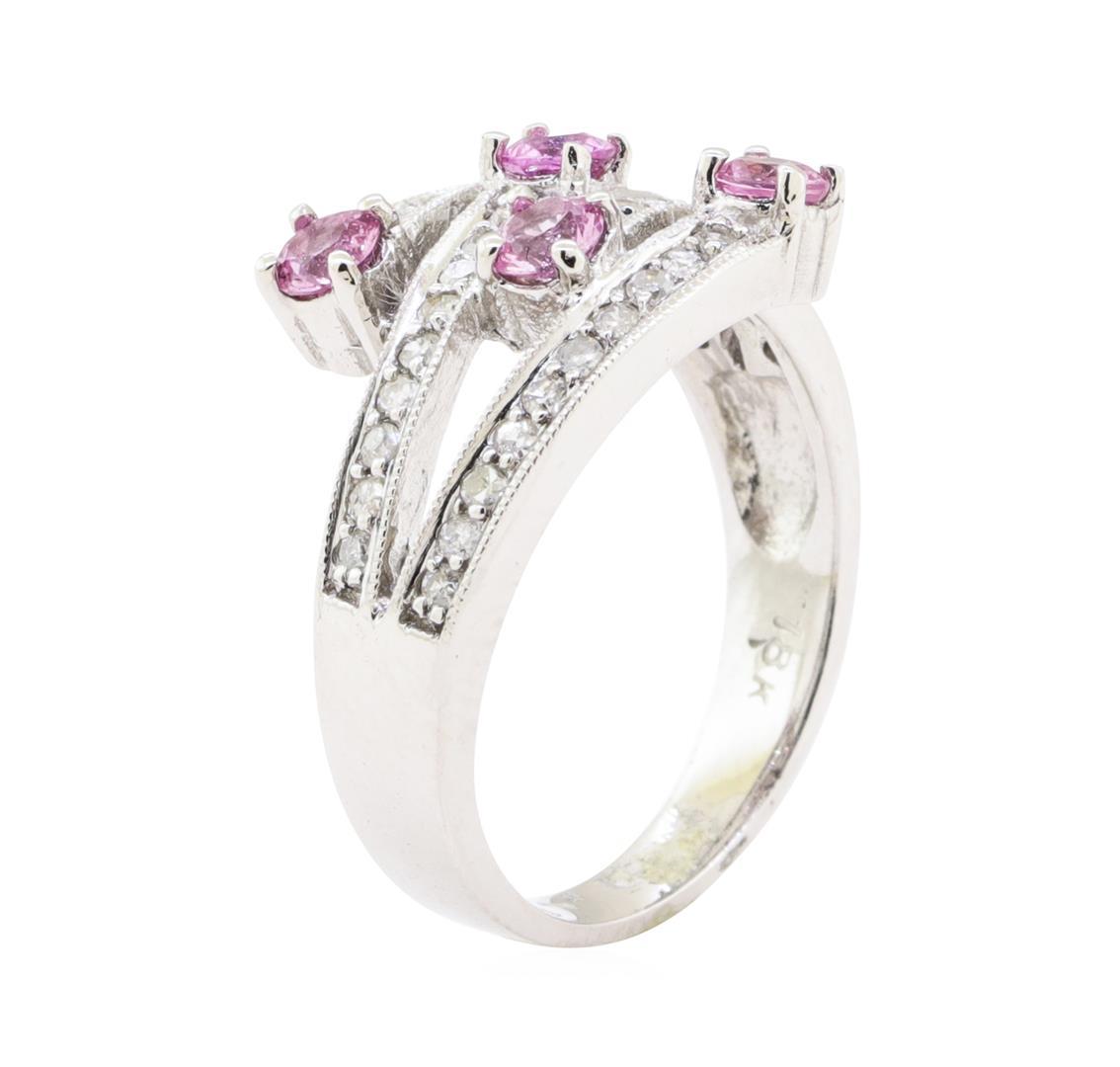 0.90 ctw Pink Sapphire and Diamond Ring - 18KT White Gold