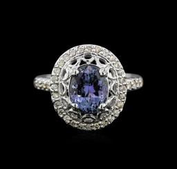 14KT White Gold 2.56 ctw Tanzanite and Diamond Ring