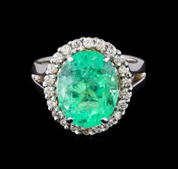 7.20 ctw Emerald and Diamond Ring - 14KT White Gold