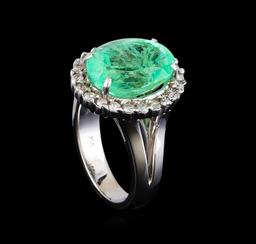 7.20 ctw Emerald and Diamond Ring - 14KT White Gold
