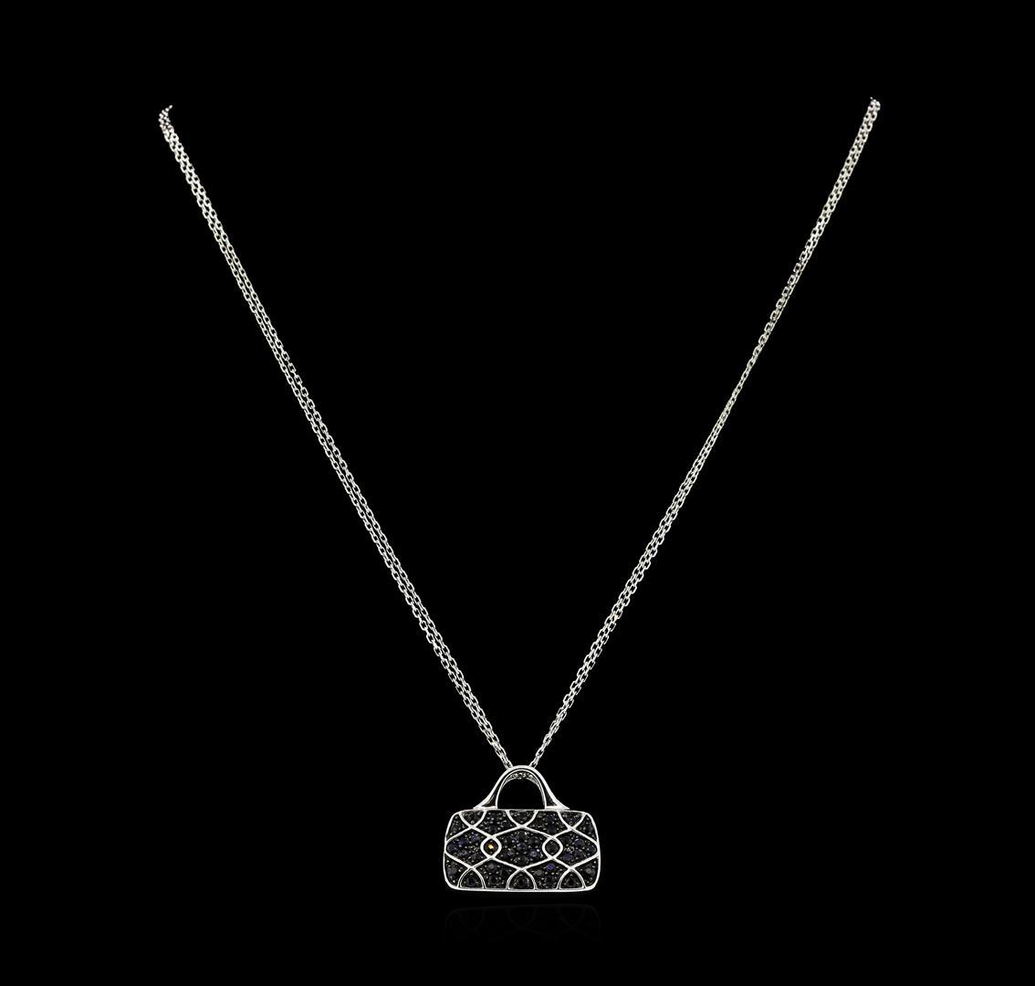 1.75 ctw Sapphire and Diamond Pendant With Chain - 18KT White Gold