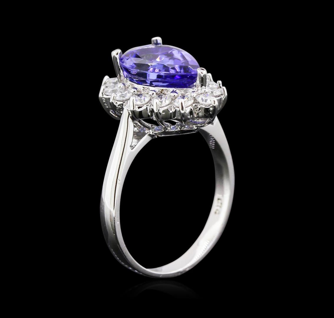 2.70 ctw Tanzanite and Diamond Ring - 14KT White Gold