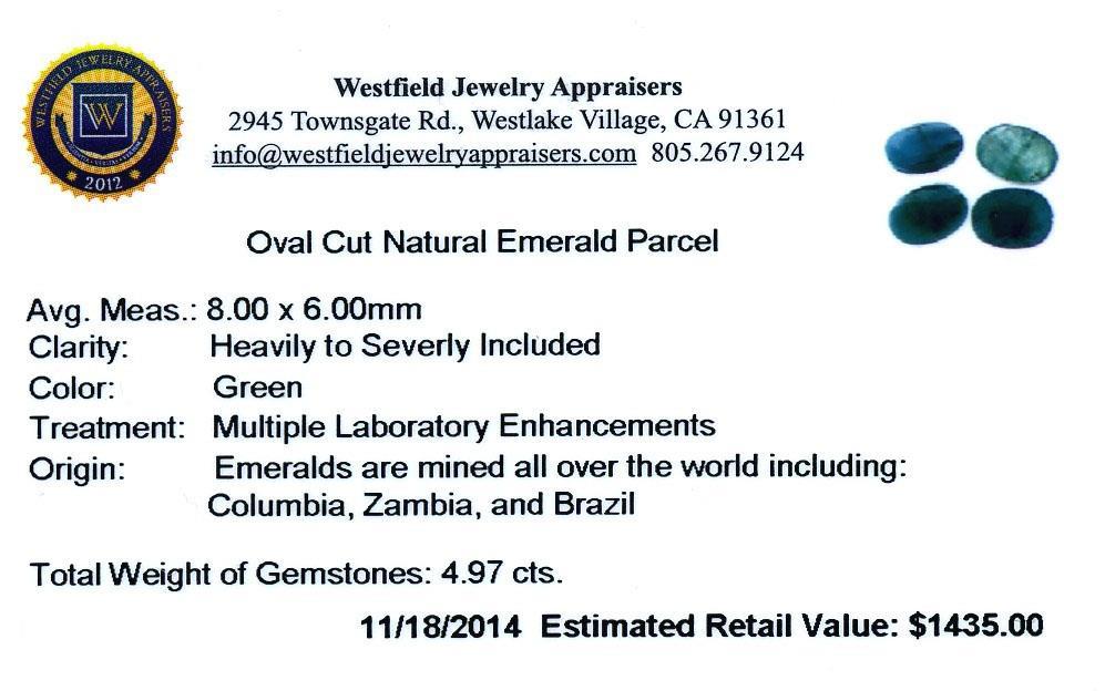 4.97 cts. Oval Cut Natural Emerald Parcel