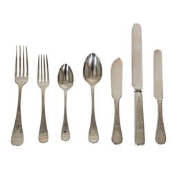 Tiffany Sterling Silver Antique Ivy engraved pattern, Flatware set service for 1