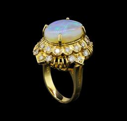 14KT Yellow Gold 3.68 ctw Opal and Diamond Ring