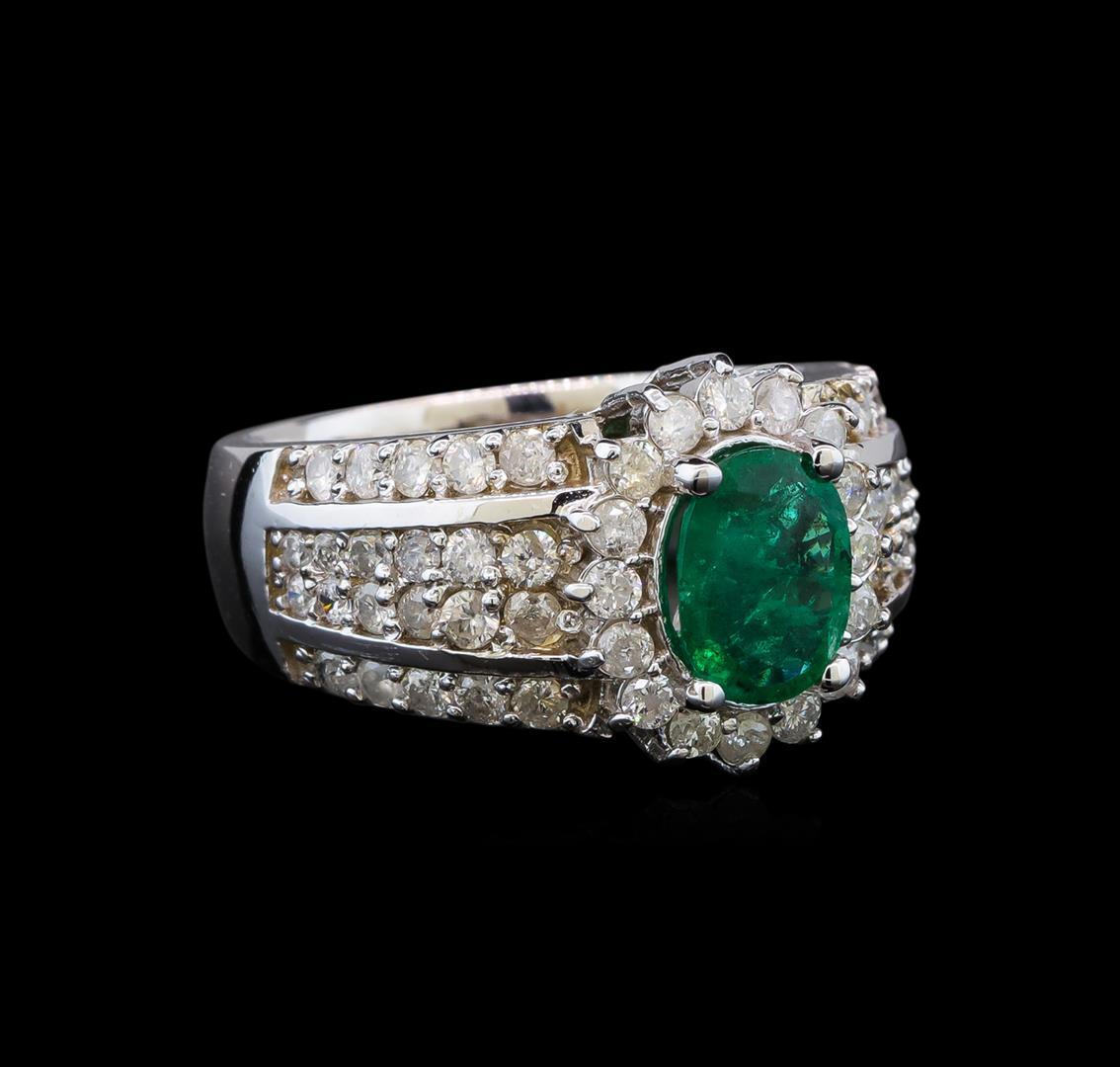 14KT White Gold 1.41 ctw Emerald and Diamond Ring