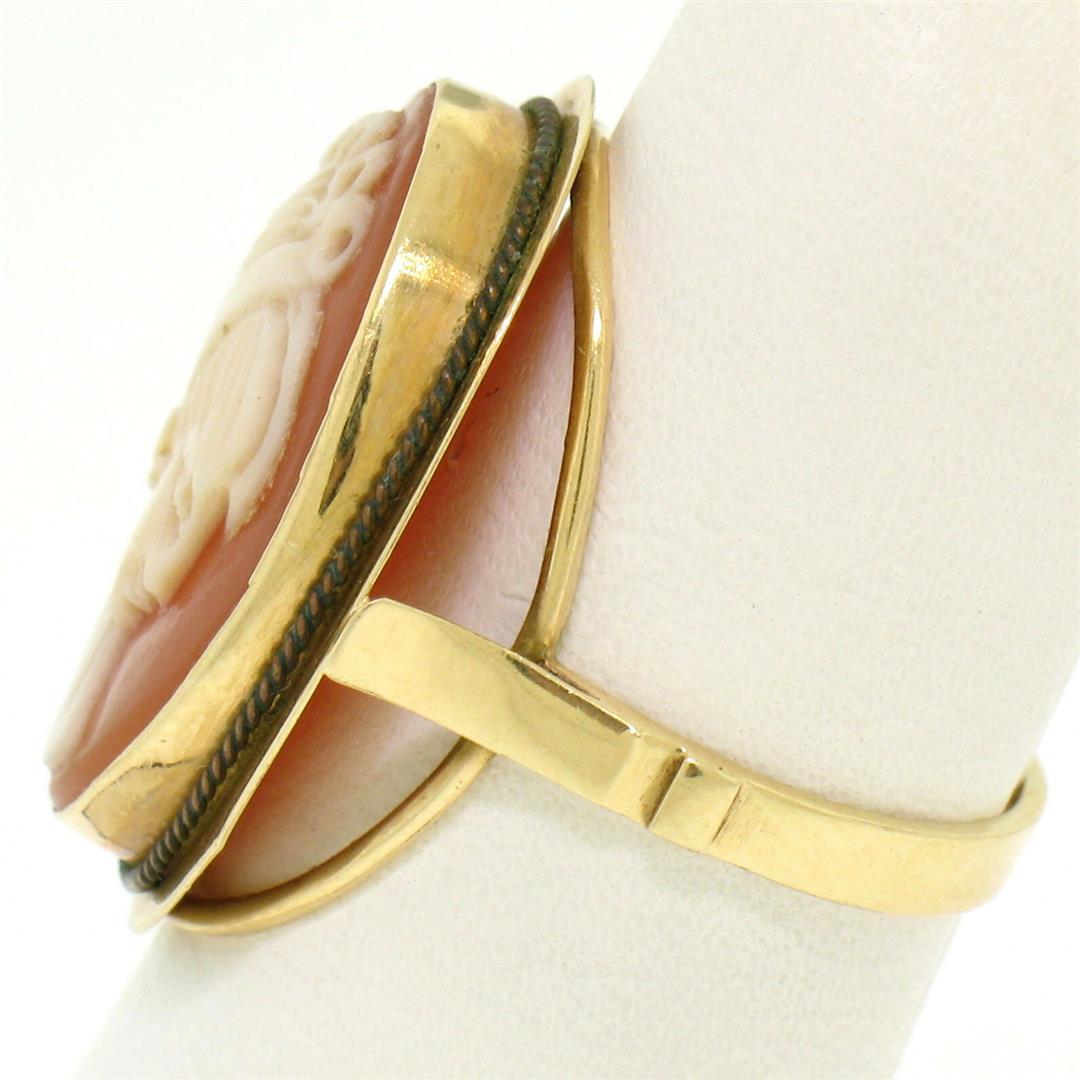 14k Yellow Gold Carved Shell Cameo Ring w/ Twisted Wire Frame