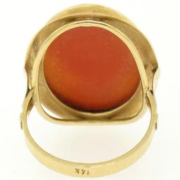 14k Yellow Gold Carved Shell Cameo Ring w/ Twisted Wire Frame