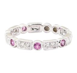 0.55 ctw Pink Sapphire and Diamond Ring - 14KT White Gold