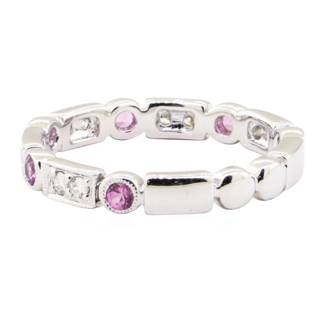 0.55 ctw Pink Sapphire and Diamond Ring - 14KT White Gold