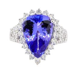 6.30 ctw Tanzanite and Diamond Ring - Platinum