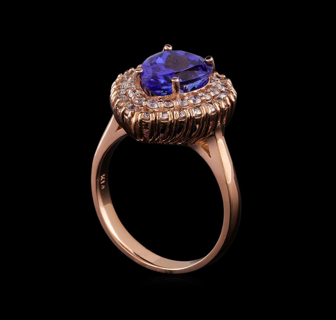 3.45 ctw Tanzanite and Diamond Ring - 14KT Rose Gold