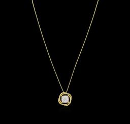 0.46 ctw Diamond Pendant With Chain - 18KT Yellow Gold