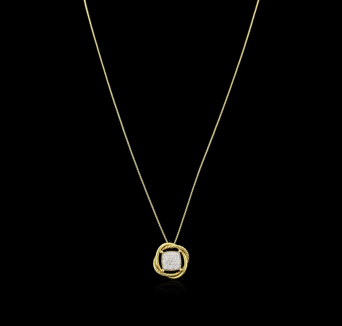 0.46 ctw Diamond Pendant With Chain - 18KT Yellow Gold