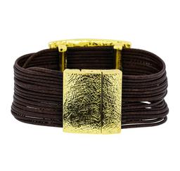Rectangle Pendant Multi Strand Bracelet - Gold Plated