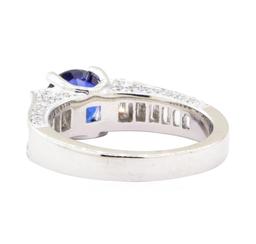 2.60 ctw Sapphire And Diamond Ring - 18KT White Gold