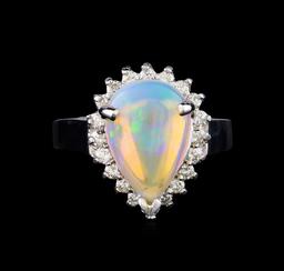 3.15 ctw Opal and Diamond Ring - 14KT White Gold