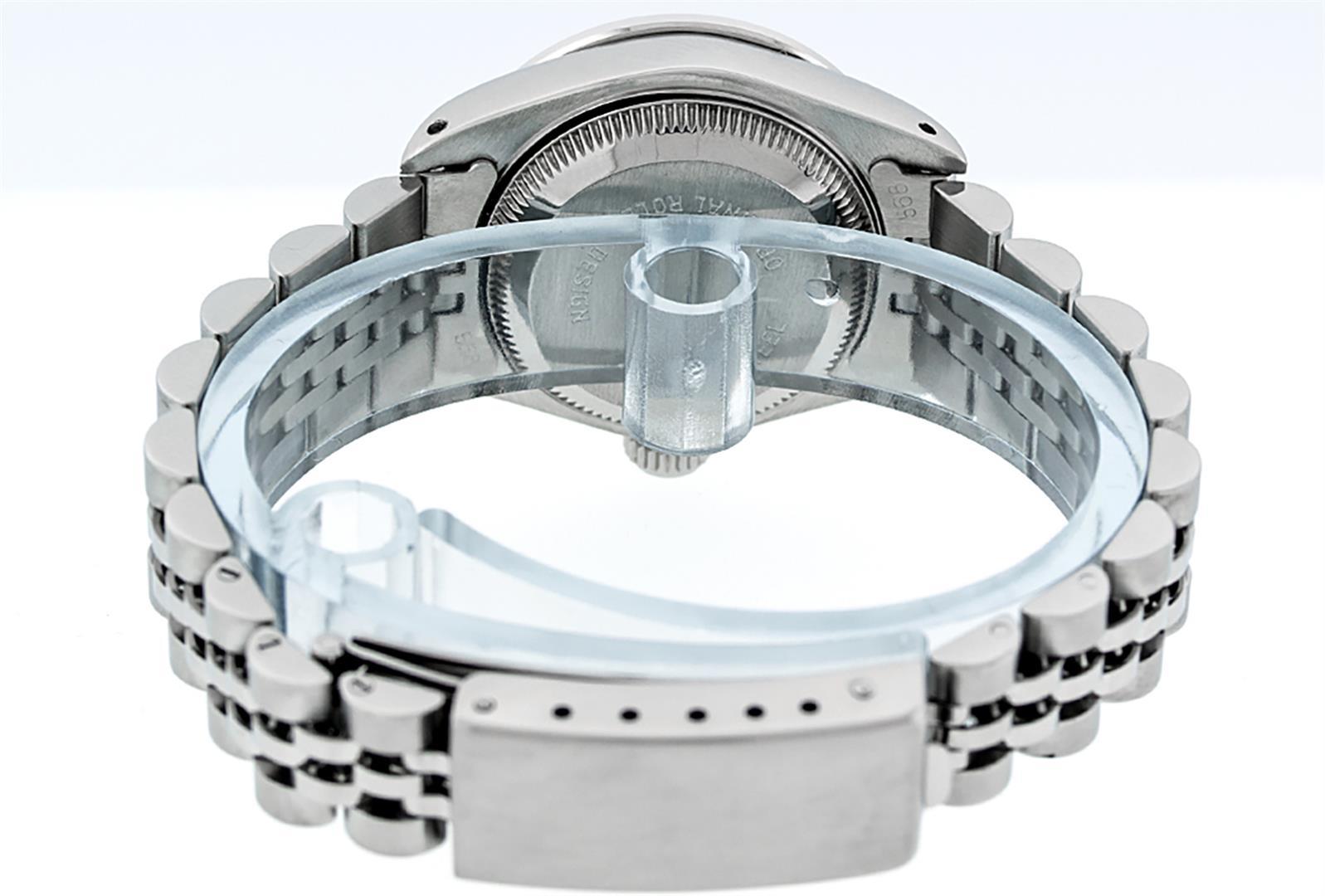 Rolex Ladies Stainless Steel 26MM Orange String Diamond Lugs Datejust Wristwatch
