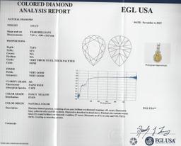 EGL USA Cert 1.28 ctw VS1 Fancy Yellow Diamond Pendant With Chain - Platinum