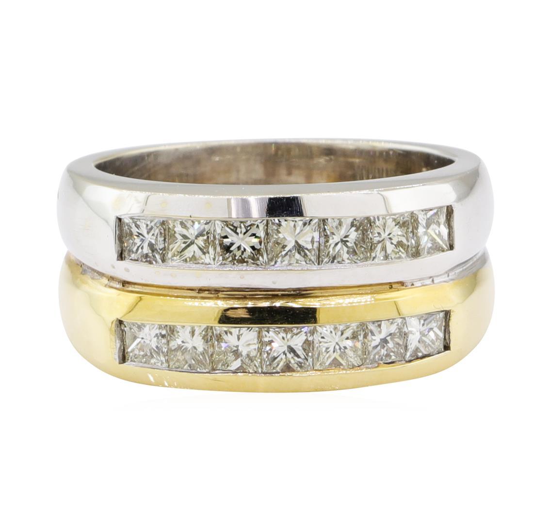 1.30 ctw Diamond Double Band - 14KT Yellow and White Gold