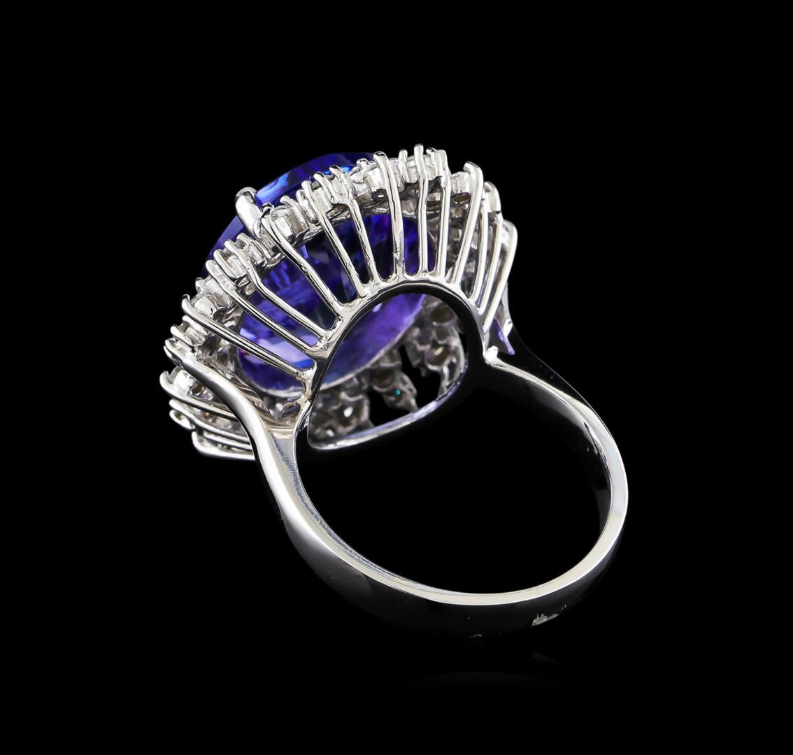 9.88 ctw Tanzanite and Diamond Ring - 14KT White Gold