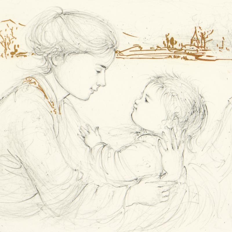 Playful Mother and Baby by Hibel (1917-2014)