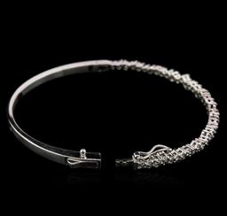 1.00 ctw Diamond Bangle Bracelet - 14KT White Gold