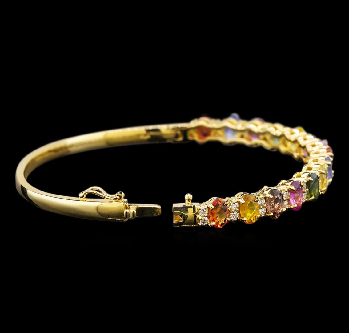 14KT Yellow Gold 10.15 ctw Multicolor Sapphire and Diamond Bracelet