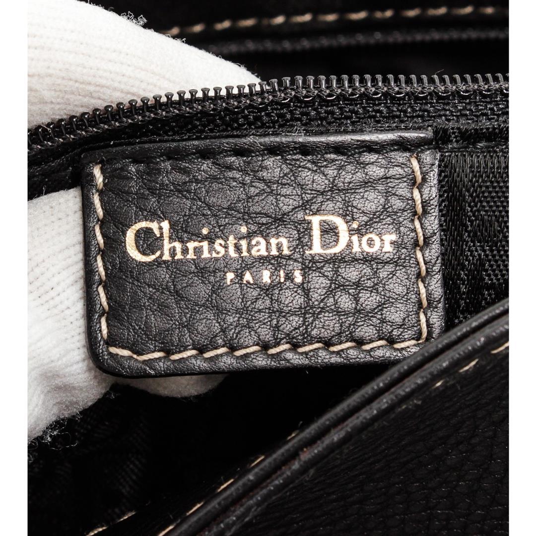 Christian Dior Black Leather Large Saddle Bag Crossbody