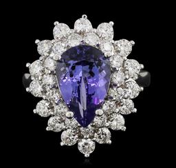 14KT White Gold 3.69 ctw Tanzanite and Diamond Ring