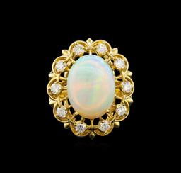 14KT Yellow Gold 3.37 ctw Opal and Diamond Ring