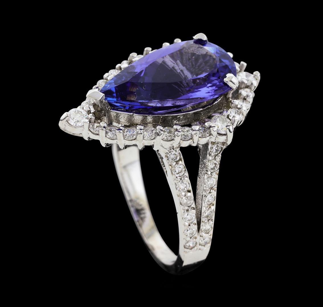 4.16 ctw Tanzanite and Diamond Ring - 14KT White Gold