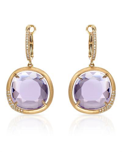 14k Rose Gold 12.66CTW Diamond and Amethyst Earrings, (I1/I)