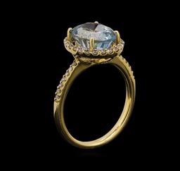 14KT Yellow Gold 2.62 ctw Aquamarine and Diamond Ring