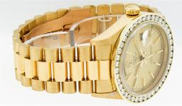 Rolex Mens 18K Yellow Gold 3.0 ctw Channel Set Diamond Day Date President Wristw